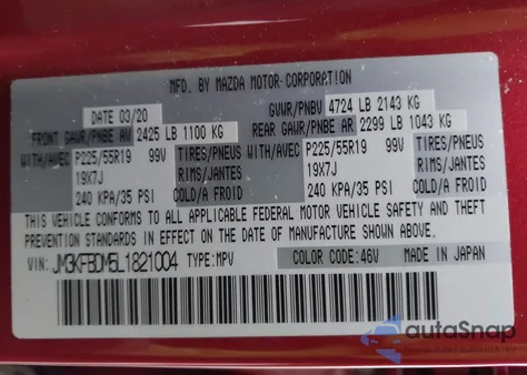 2020 Mazda Cx-5 Grand Touring from USA, damaged, VIN JM3KFBDM5L1821004